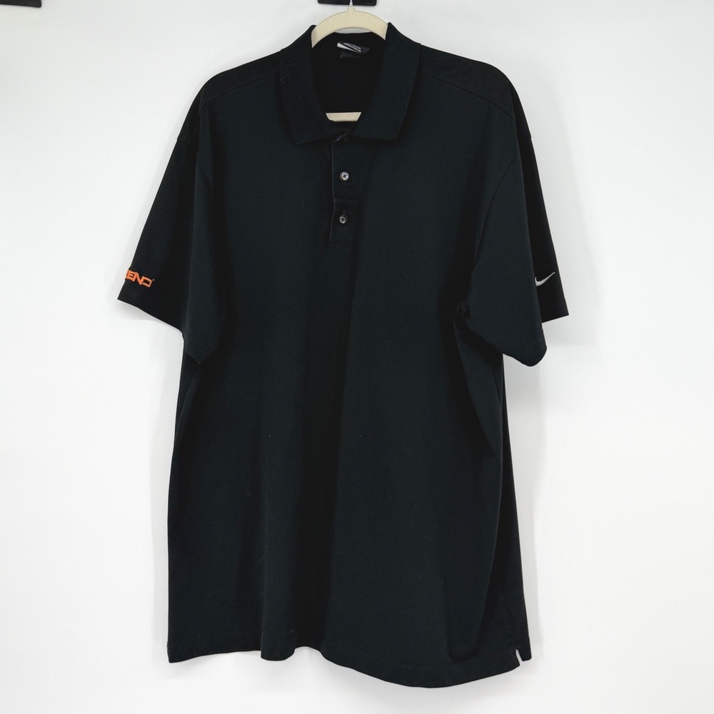 Nike‎ Golf Dri-FIT Black Polo Shirt Embroidered Trend Logo Short Sleeve XXL